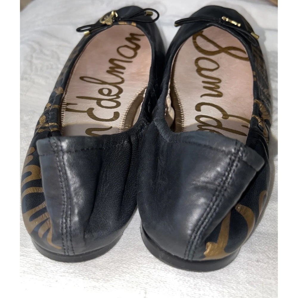 Sam Edelman Women's SZ 7 Felicity Logo Black Leather Slip-on Ballet Flats EUC - Picture 4 of 5